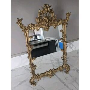 Victorian Ornate Cast Iron Art Picture Mirror Frame Wall Hanging / Stand It Up